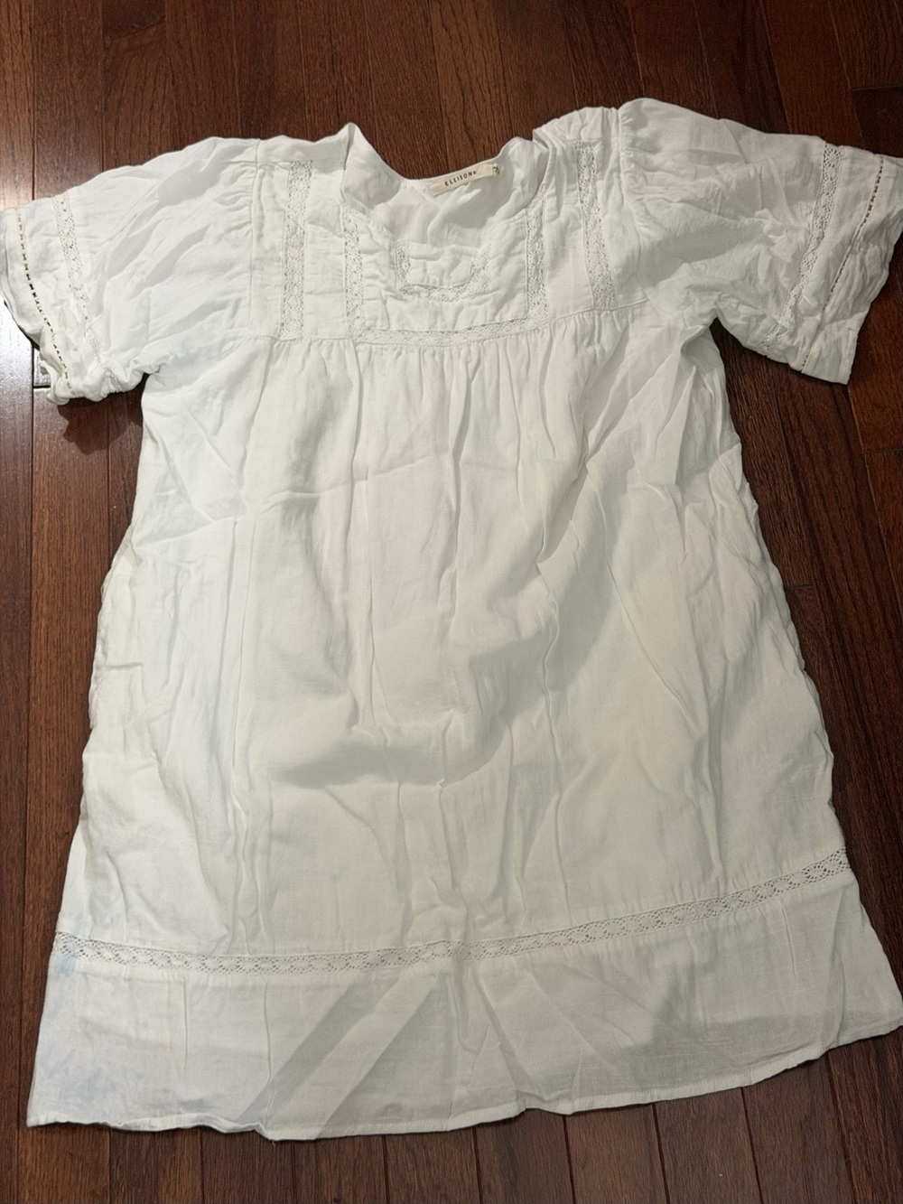 Ellison White Cotton Eyelet Peasant Blouse
